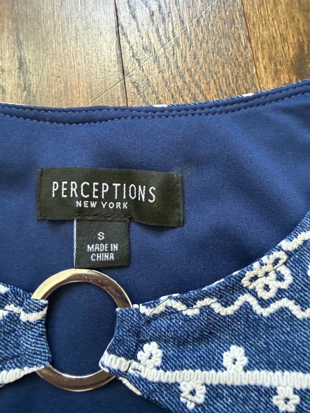 Perceptions Navy and White Patterned Girls' Dress - Picture 3 of 7